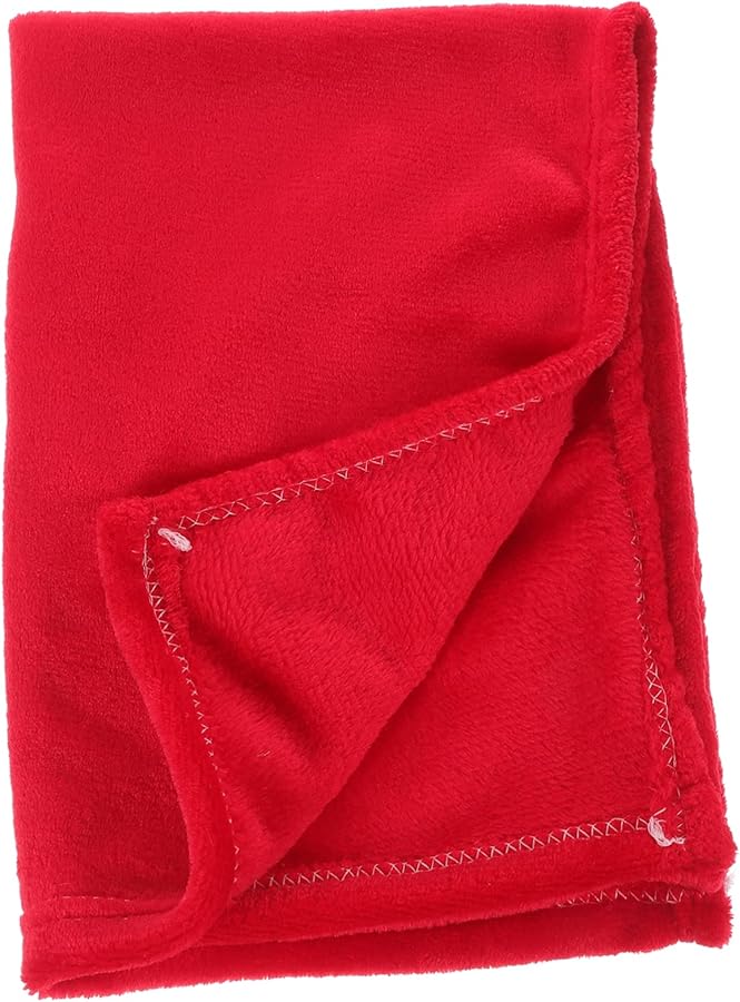 Red Flannel Fleece Pet Blanket Cozy Lightweight for Dog Cat Comfort Warmth 65X43CM - Image 1